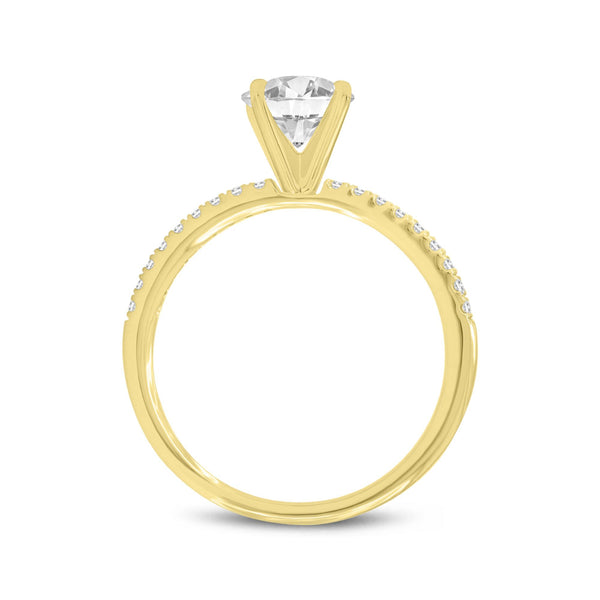 LuvMyJewelry Fleur 14K Yellow Gold Round Cut Lab Grown Round Diamond Engagement Ring - 1.22 Ct