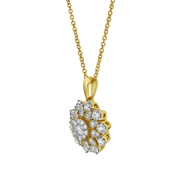 LuvMyJewelry Flower Of Life Diamond Pendant In 10K Yellow Gold