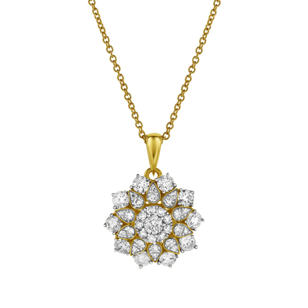 LuvMyJewelry Flower of Life Diamond Pendant in 10K Yellow Gold