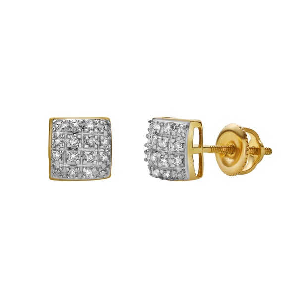 LuvMyJewelry Flux 10K Yellow Gold Cluster Diamond Unisex Earrings - 0.05 Cts