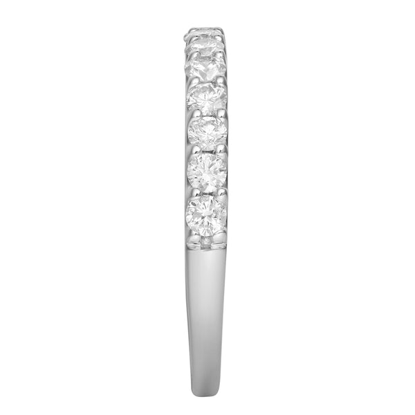 LuvMyJewelry Francesca 14K White Gold Round Diamond Studded Half Eternity Band Ring - 0.5cts