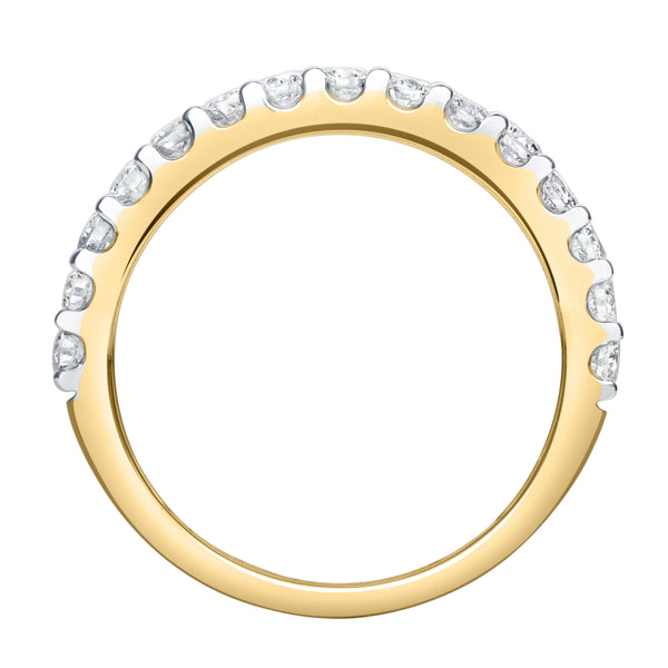 LuvMyJewelry Francesca 14K Yellow Gold Round Diamond Studded Half Eternity Band Ring - 0.5 Ct