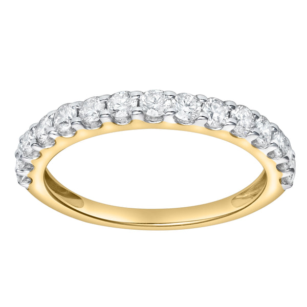 LuvMyJewelry Francesca 14K Yellow Gold Round Diamond Studded Half Eternity Band Ring - 0.5 ct