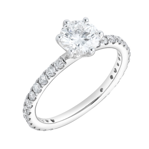 LuvMyJewelry Freya 14K White Gold Round Cut Lab Grown Diamond Solitaire Engagement Ring - 1.25 Ctw