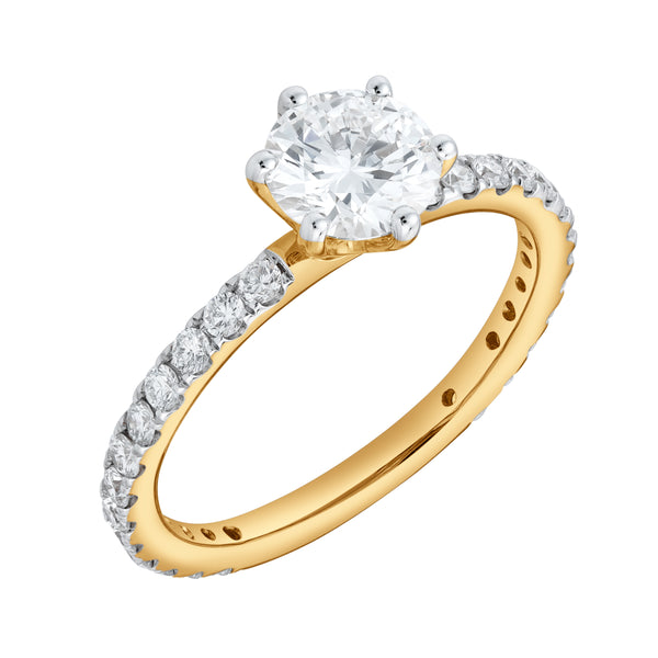 LuvMyJewelry Freya 14K Yellow Gold Round Cut Lab Grown Diamond Engagement Ring - 1.25 Ctw
