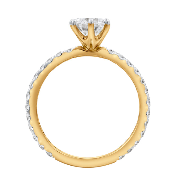 LuvMyJewelry Freya 14K Yellow Gold Round Cut Lab Grown Diamond Engagement Ring - 1.25 Ctw