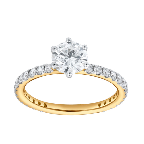 LuvMyJewelry Freya 14K Yellow Gold Round Cut Lab Grown Diamond Engagement Ring - 1.25 ctw