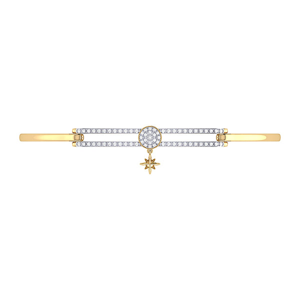 LuvMyJewelry Full Moon North Star Diamond Bangle In 14K Yellow Gold