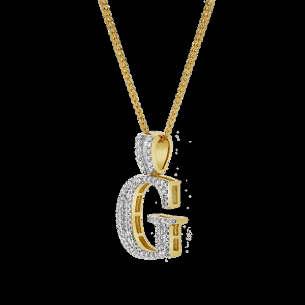 LuvMyJewelry G Initial Diamond Pendant 10K Yellow Gold - 0.64 Carats