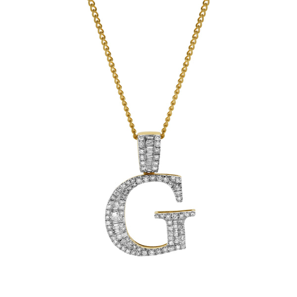 LuvMyJewelry G Initial Diamond Pendant 10K Yellow Gold - 0.64 Carats