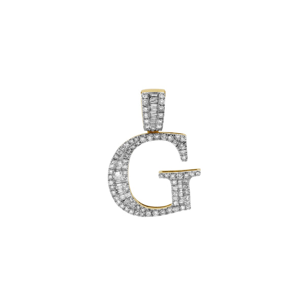 LuvMyJewelry G Initial Diamond Pendant 10K Yellow Gold - 0.64 Carats