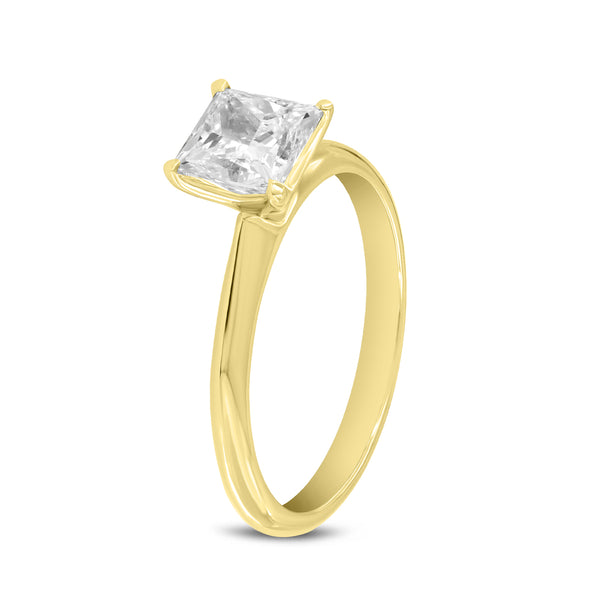 LuvMyJewelry Galina 14K Yellow Gold Princess Cut Lab Grown Diamond Engagement Ring - 1.6 Ct