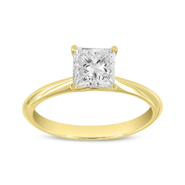 LuvMyJewelry Galina 14K Yellow Gold Princess Cut Lab Grown Diamond Engagement Ring - 1.6 Ct