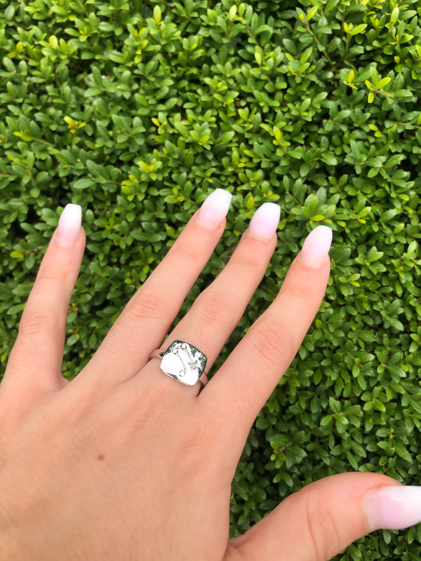 LuvMyJewelry Gemini Twin Moonstone & Diamond Constellation Signet Ring In 14K White Gold