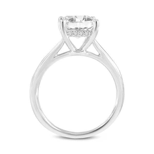 LuvMyJewelry Genoveva 14K White Gold Princess Cut Lab Grown Diamond Hidden Halo Engagement Ring - 2.2 Ct