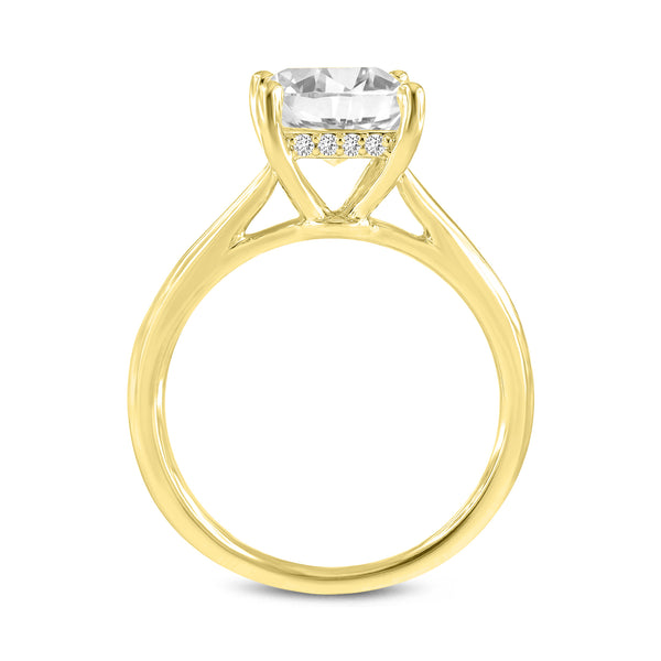 LuvMyJewelry Genoveva 14K Yellow Gold Princess Cut Lab Grown Diamond Hidden Halo Engagement Ring - 2.2 Ct