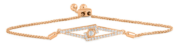 LuvMyJewelry Geometric Bolo Adjustable Diamond Bracelet in 14K Rose Gold