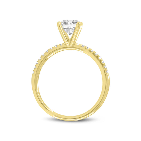 LuvMyJewelry Giselle 14K Yellow Gold Round Cut Lab Grown Round Diamond Engagement Ring - 1.19 Ct