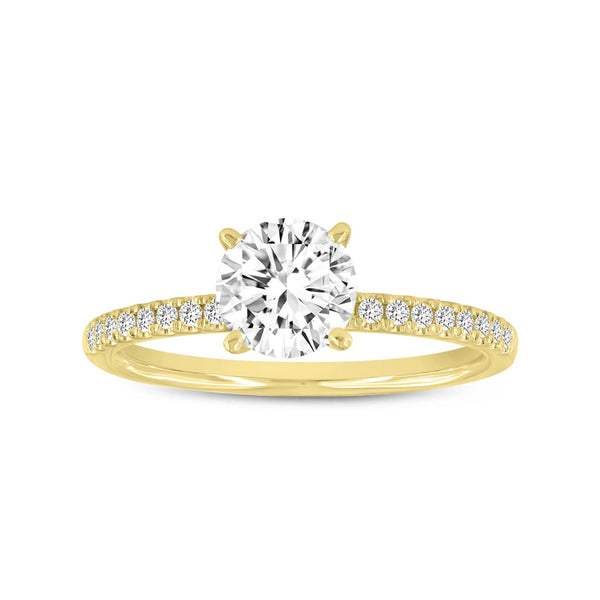 LuvMyJewelry Giselle 14K Yellow Gold Round Cut Lab Grown Round Diamond Engagement Ring - 1.19 Ct