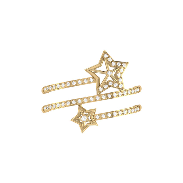 LuvMyJewelry Glowing Stars Spiral Diamond Ring In 14K Gold Vermeil On Sterling Silver