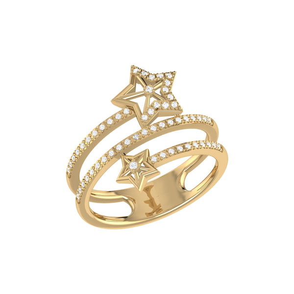 LuvMyJewelry Glowing Stars Spiral Diamond Ring in 14K Yellow Gold