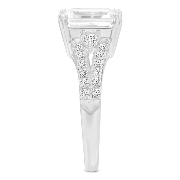 LuvMyJewelry Gohar 14K White Gold Emerald Cut Lab Grown Diamond Engagement Ring - 2 Ct
