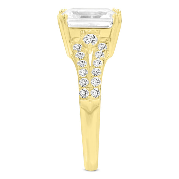 LuvMyJewelry Gohar 14K Yellow Gold Emerald Cut Lab Grown Diamond Engagement Ring - 2.04 Ct