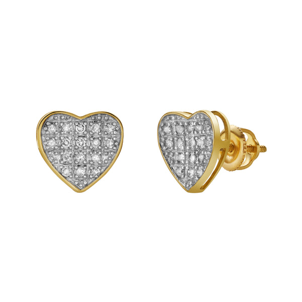 LuvMyJewelry Grace 10K Yellow Gold Cluster Diamond Unisex Earrings - 0.05 Cts
