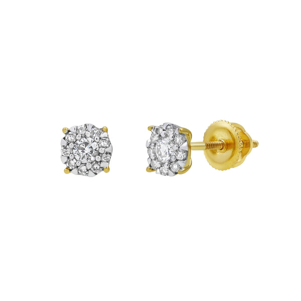LuvMyJewelry Groove Garden Diamond 0.25 ct. tw. 14K Yellow Gold Earrings