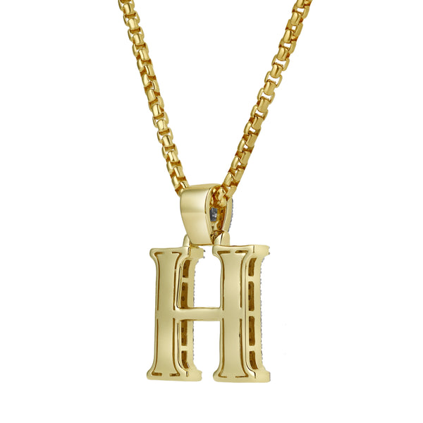 LuvMyJewelry H Initial Diamond Pendant 10K Yellow Gold - 0.95 Carats