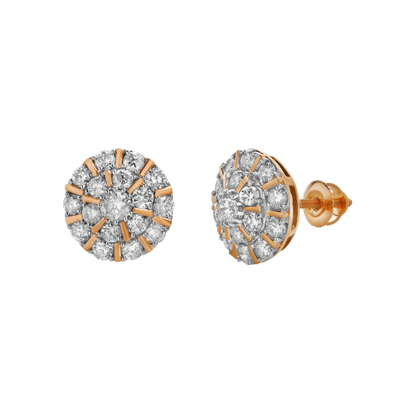 LuvMyJewelry Hadrianus 10K Rose Gold Diamond Unisex Earrings - 1.37 Cts