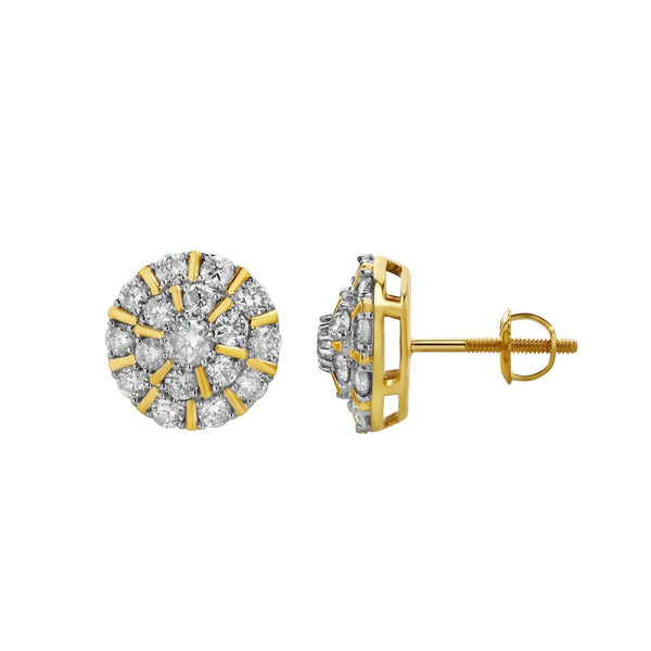 LuvMyJewelry Hadrianus 10K Yellow Gold Diamond Unisex Earrings - 1.37 Cts