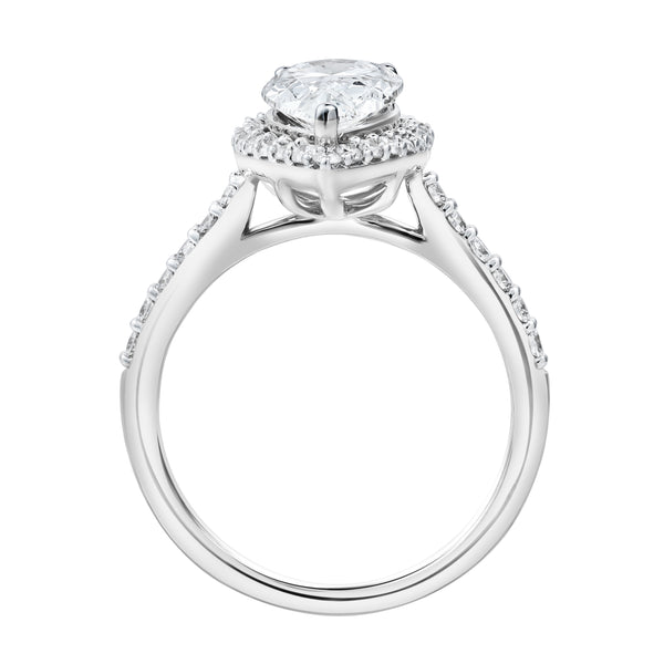 LuvMyJewelry Hana 14K White Gold Pear Lab Grown Diamond Halo Engagement Ring - 2.45 Ct