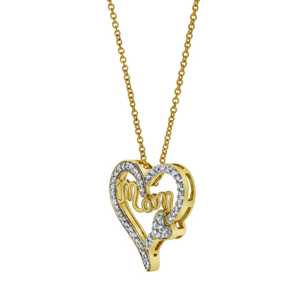 LuvMyJewelry Heart Duo Mom Diamond Pendant In 10K Yellow Gold