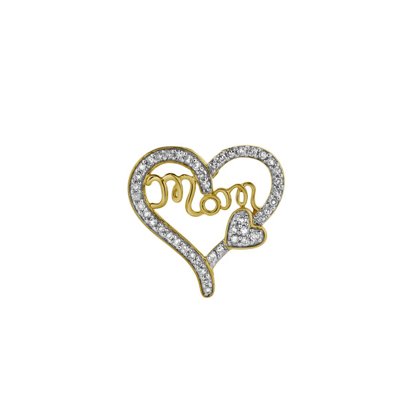 LuvMyJewelry Heart Duo Mom Diamond Pendant In 10K Yellow Gold