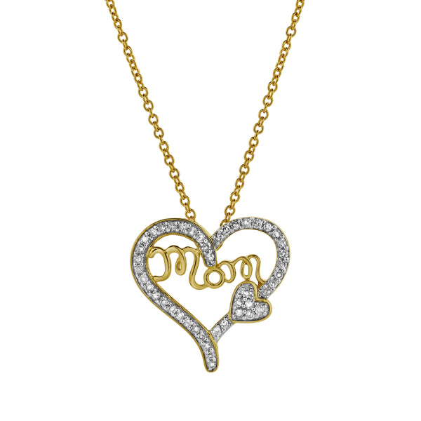 LuvMyJewelry Heart Duo Mom Diamond Pendant in 10K Yellow Gold