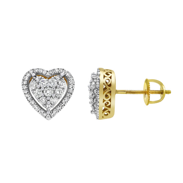 LuvMyJewelry Heartland Bling Diamond 0.62 Ct. Tw. 14K Yellow Gold Earrings