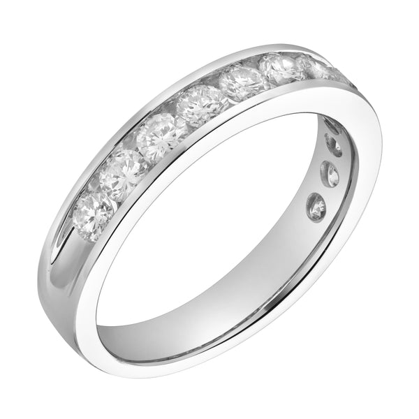 LuvMyJewelry Helix 14K White Gold Round Diamond Studded Band Ring - 1.04cts