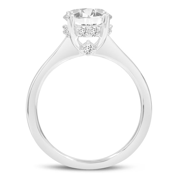 LuvMyJewelry Hera 14K White Gold Oval Cut Lab Grown Diamond Hidden Halo Ring - 3 Ct