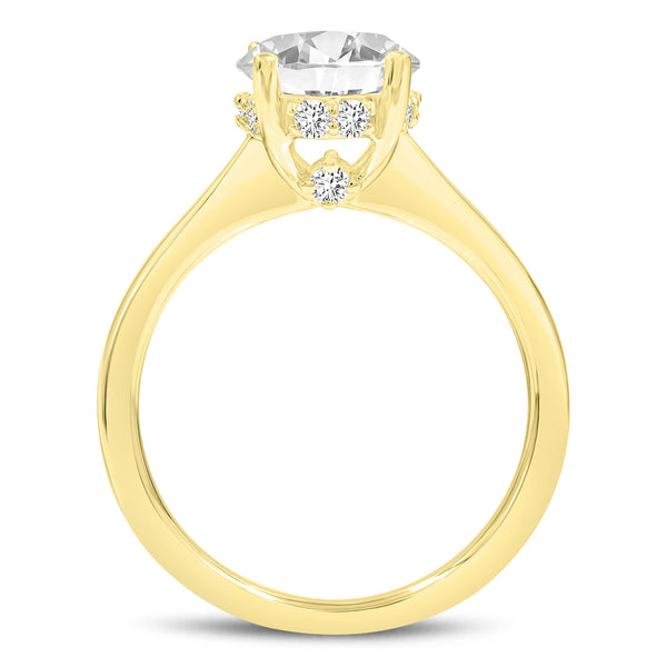 LuvMyJewelry Hera 14K Yellow Gold Oval Cut Lab Grown Diamond Hidden Halo Ring - 3 Ct