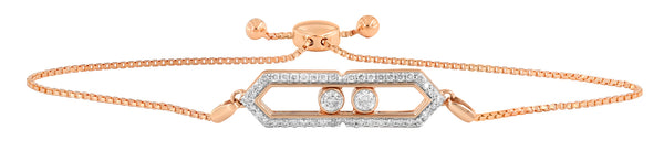 LuvMyJewelry Hexagonal Kinetic Slider Bolo Adjustable Diamond Bracelet in 14K Rose Gold