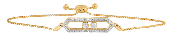 LuvMyJewelry Hexagonal Kinetic Slider Bolo Adjustable Diamond Bracelet in 14K Yellow Gold