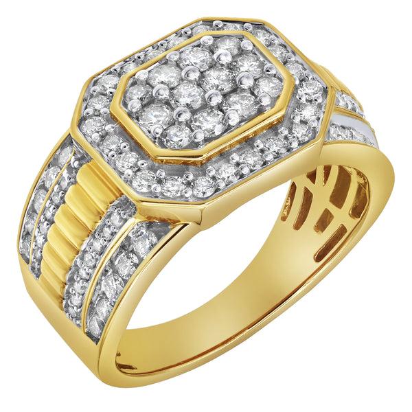 LuvMyJewelry Hexonic Diamond 1.5 (ct. Wt.) 14K Yellow Gold Ring