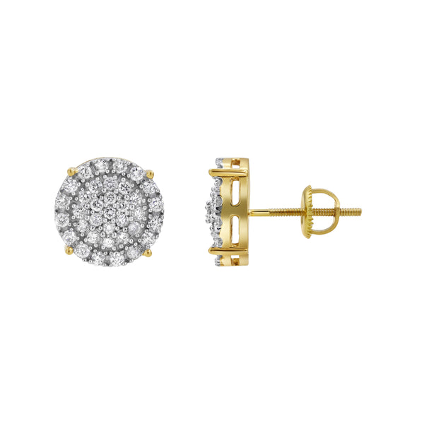LuvMyJewelry High Roller Diamond 1.02 Ct. Tw. 14K Yellow Gold Earrings