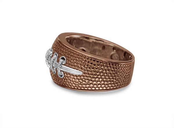 LuvMyJewelry Hustle & Tackle Brown Rhodium Plated Sterling Silver American Football Diamond Ring