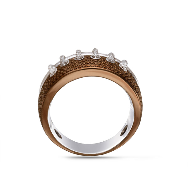 LuvMyJewelry Hustle & Tackle Brown Rhodium Plated Sterling Silver American Football Diamond Ring