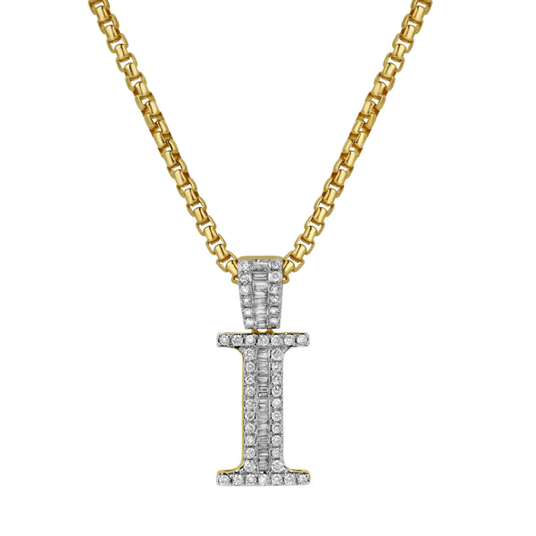 LuvMyJewelry I Initial Diamond Pendant 10K Yellow Gold - 0.60 Carats