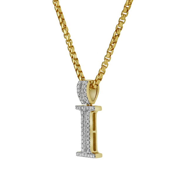 LuvMyJewelry I Initial Diamond Pendant 10K Yellow Gold - 0.60 Carats