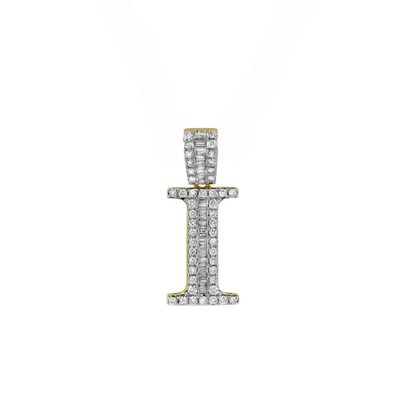 LuvMyJewelry I Initial Diamond Pendant 10K Yellow Gold - 0.60 Carats