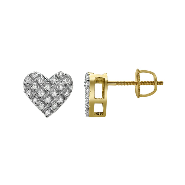 LuvMyJewelry Ice Hearts Diamond 0.18 Ct. Tw.10K Yellow Gold Earrings